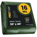 Protarp 30 ft x 40 ft Heavy Duty 16 Mil Tarp, Green/Black, Polyethylene PT-103-30X40